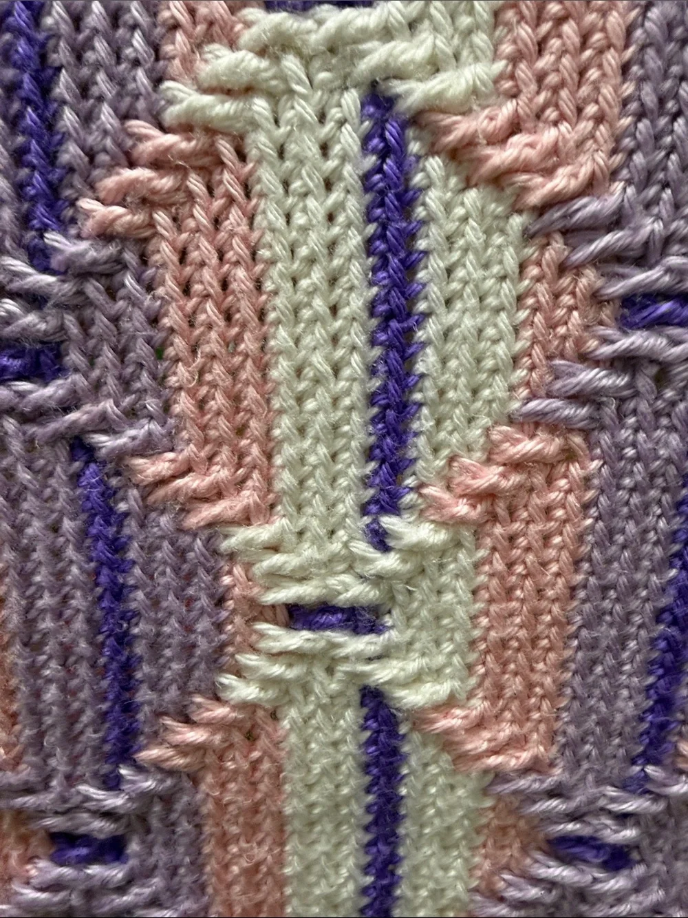 Pastel Pink & Lavender Knit Throw Blanket by